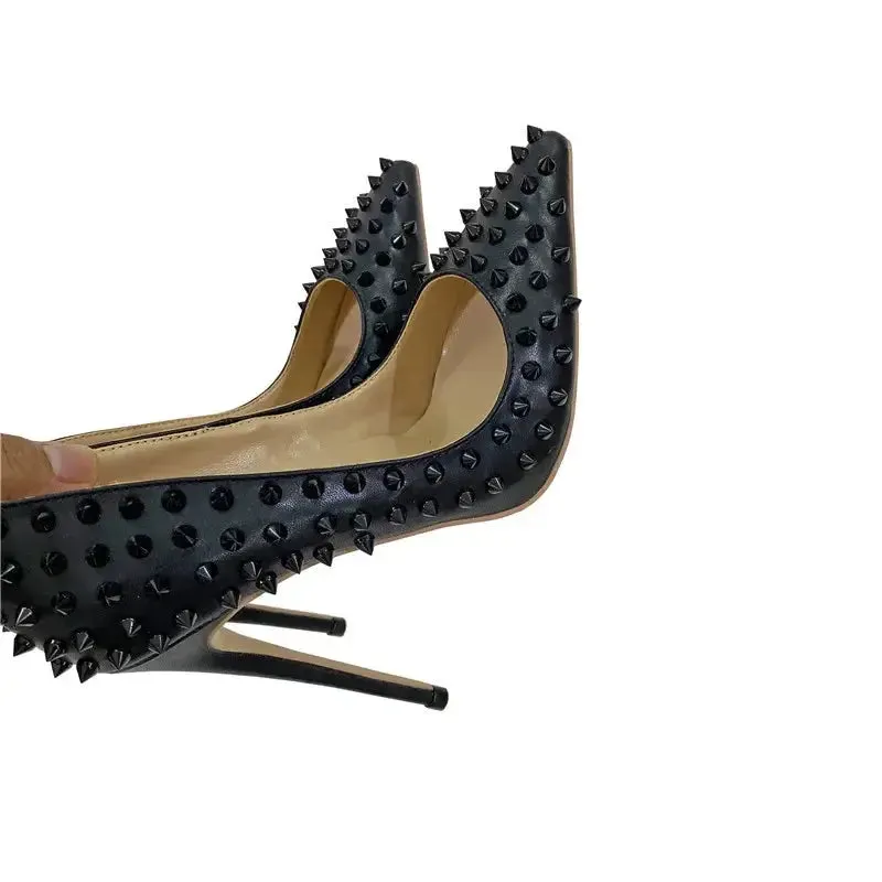 POX3 - Vegan Leather High Heel Spiked Stiletto. Women 6-12CM