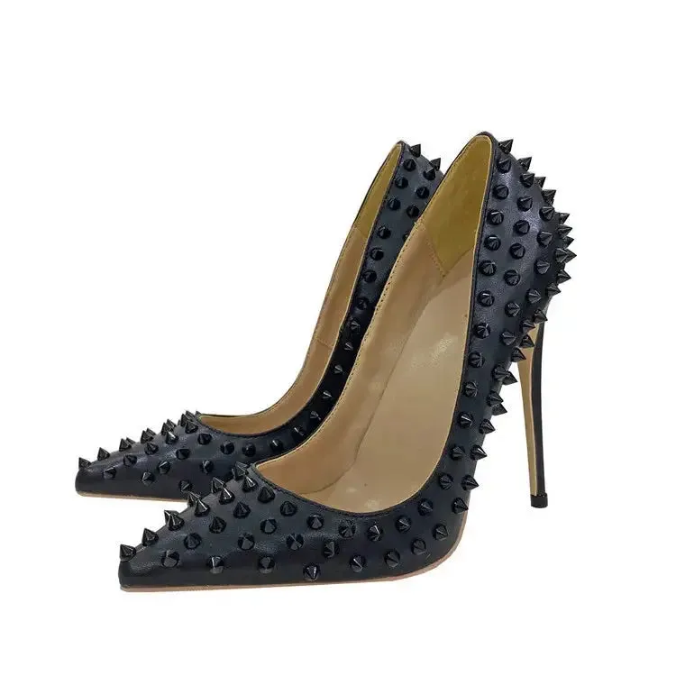 POX3 - Vegan Leather High Heel Spiked Stiletto. Women 6-12CM