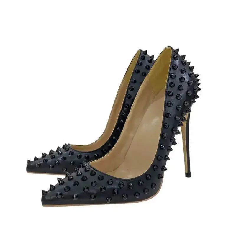 POX3 - Vegan Leather High Heel Spiked Stiletto. Women 6-12CM