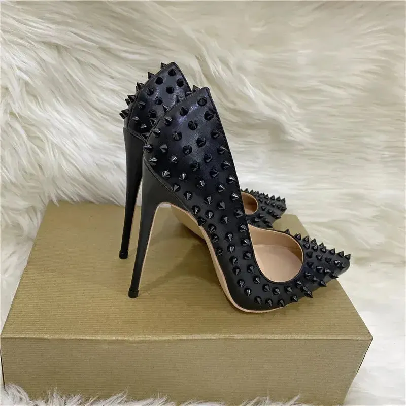 POX3 - Vegan Leather High Heel Spiked Stiletto. Women 6-12CM