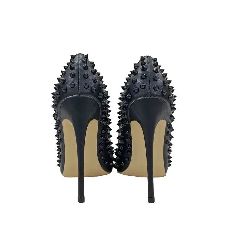 POX3 - Vegan Leather High Heel Spiked Stiletto. Women 6-12CM
