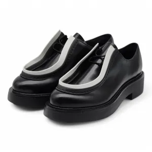 Prada Diapason Opaque Derby Shoes - Brushed Leather - Black 41