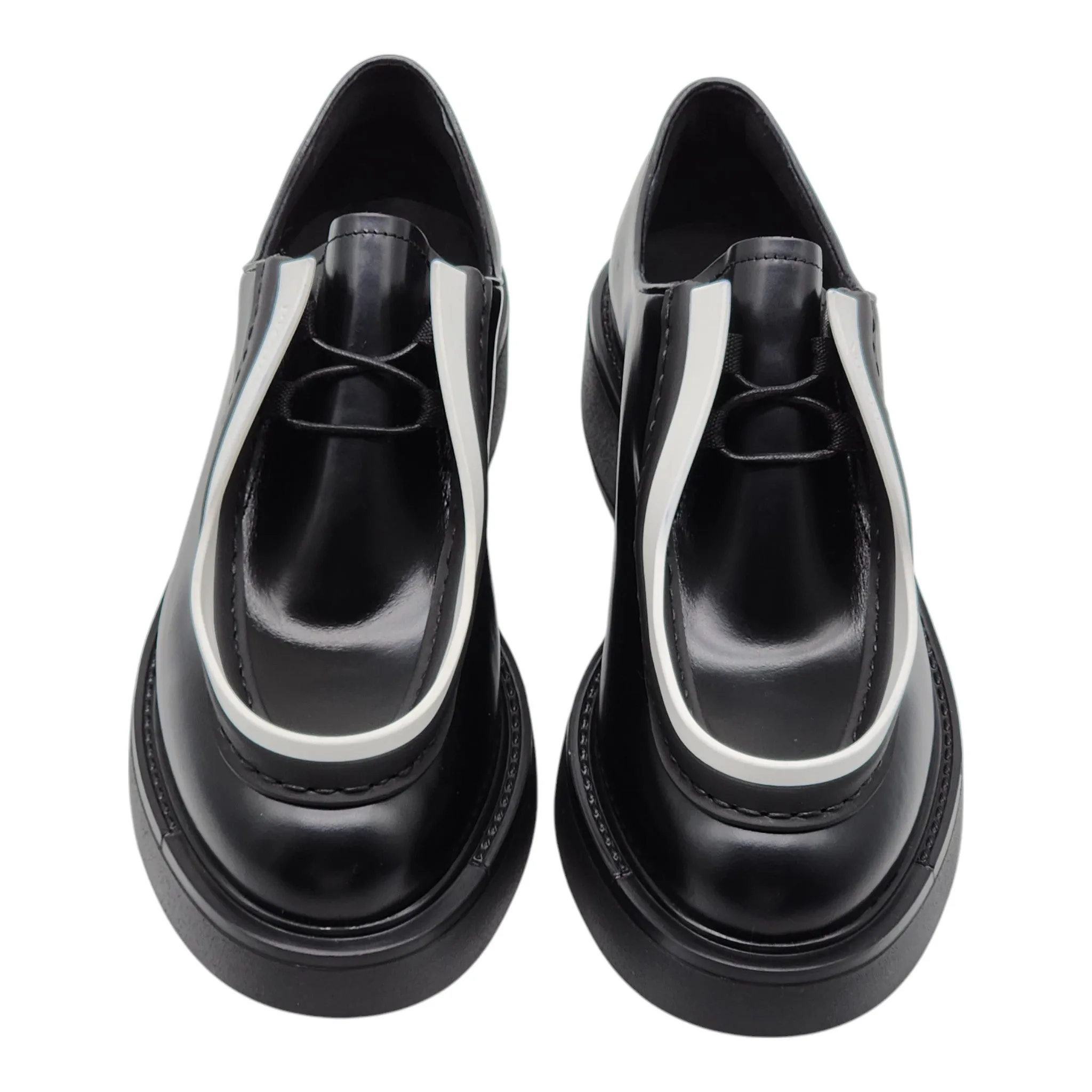 Prada Diapason Opaque Derby Shoes - Brushed Leather - Black 41