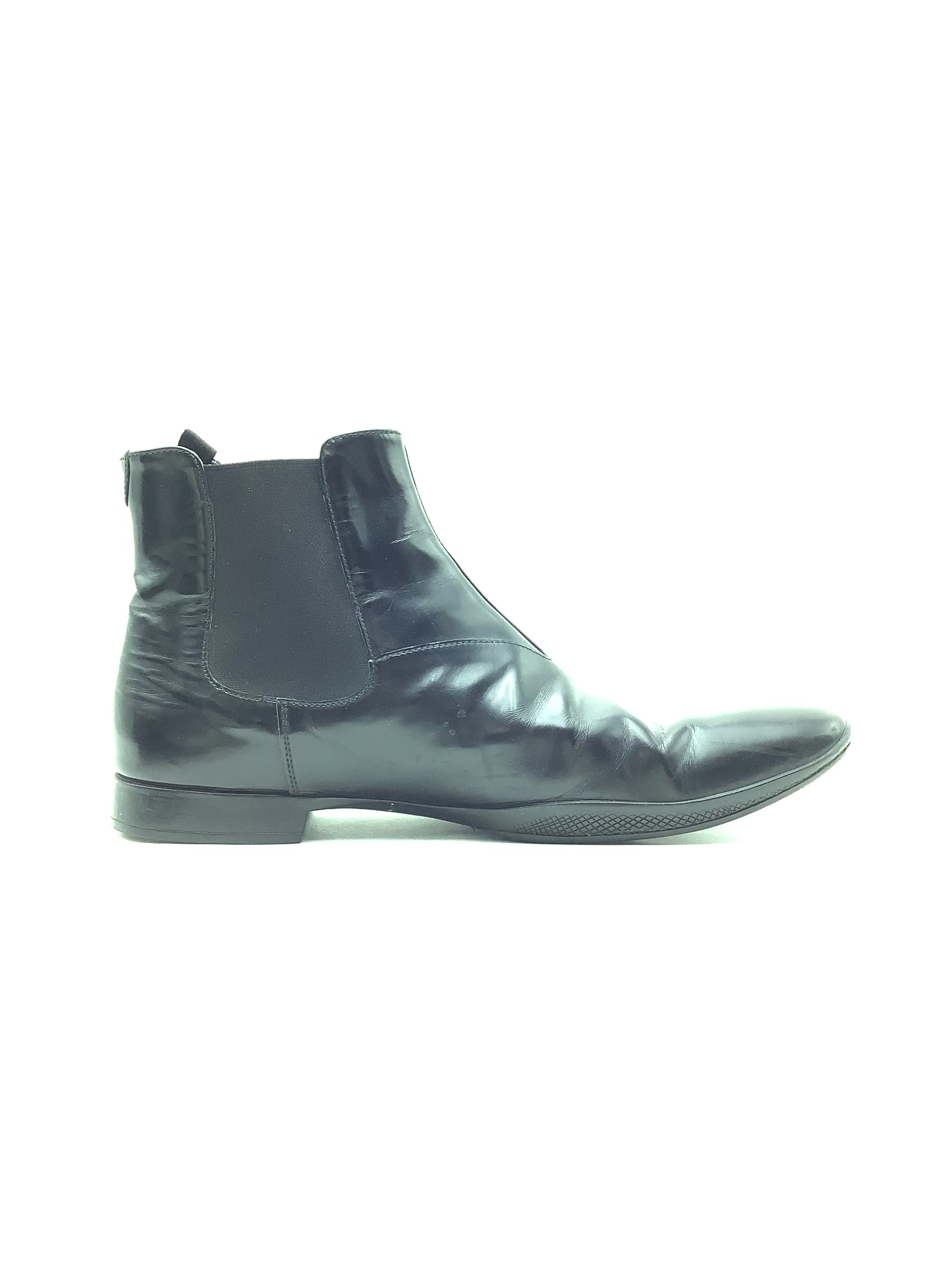 Prada Leather Chelsea Boots Square Toe Size: 8