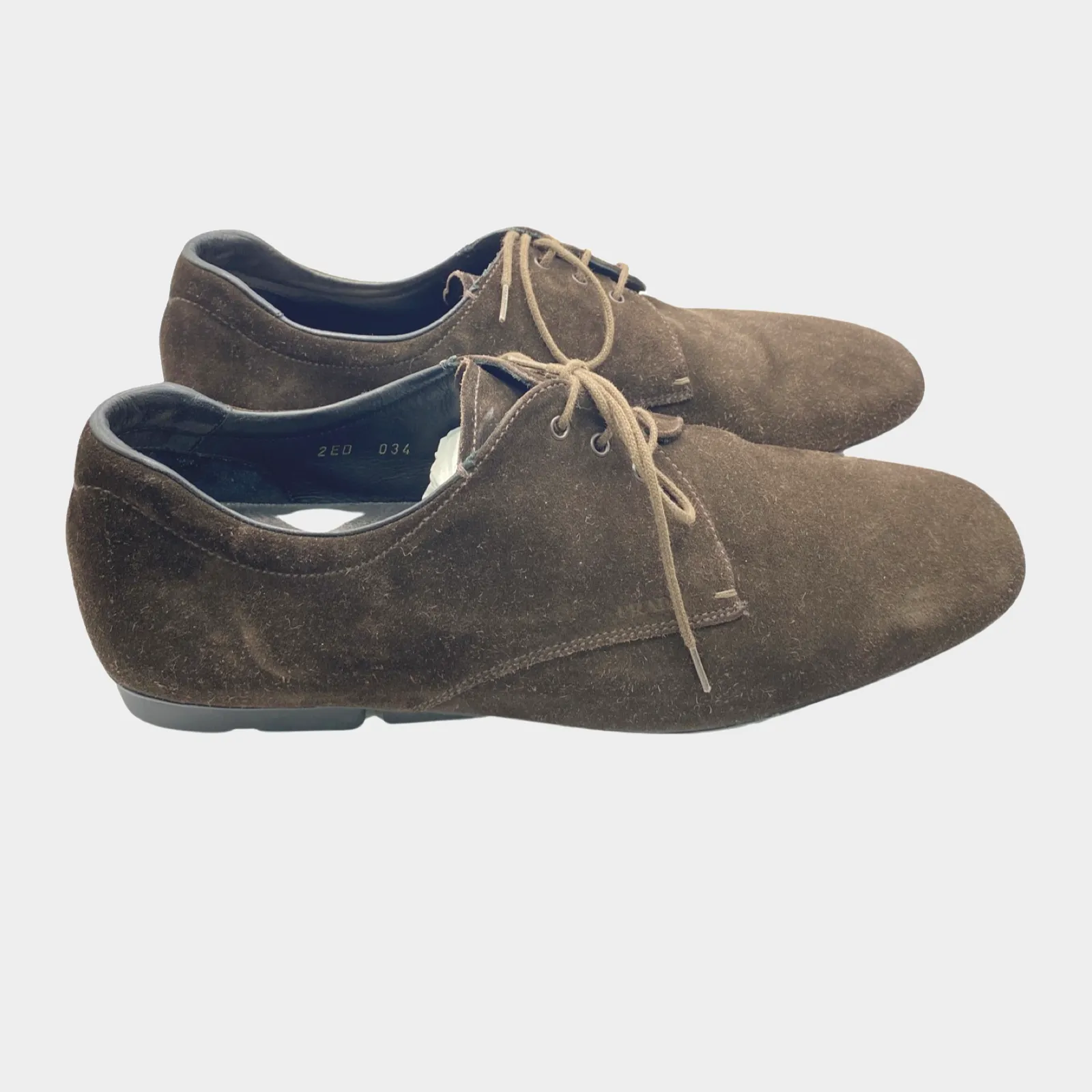 Prada men's brown suede oxford shoes