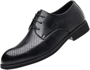 Premium Leather Lace-Up Derby Shoes for Men - Summer Formal Footwear with Orthopedic Insole, Flexible Sole for Weddings and Special Events