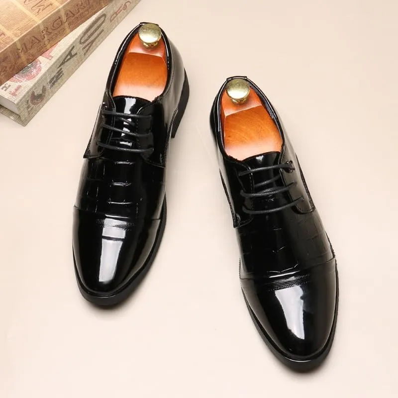 Premium Men's Cap Toe Derby Dress Shoes - Full-Grain Leather Construction with Memory Foam Padding for Office & Ceremonial Use