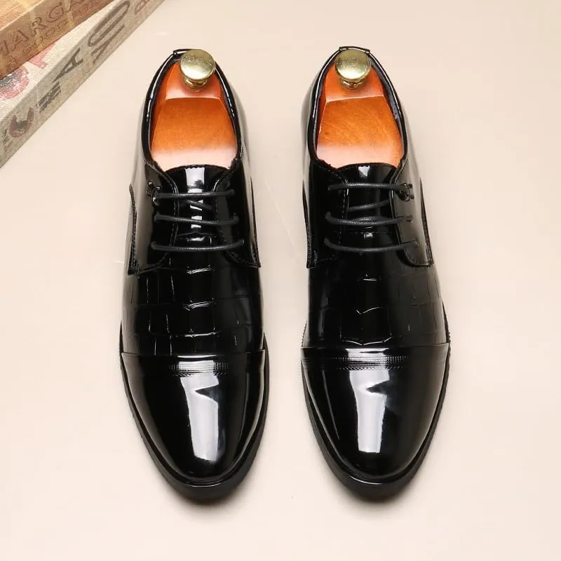 Premium Men's Cap Toe Derby Dress Shoes - Full-Grain Leather Construction with Memory Foam Padding for Office & Ceremonial Use