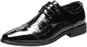 Premium Men's Cap Toe Derby Dress Shoes - Full-Grain Leather Construction with Memory Foam Padding for Office & Ceremonial Use