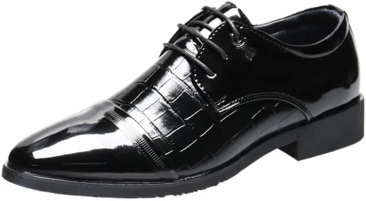 Premium Men's Cap Toe Derby Dress Shoes - Full-Grain Leather Construction with Memory Foam Padding for Office & Ceremonial Use