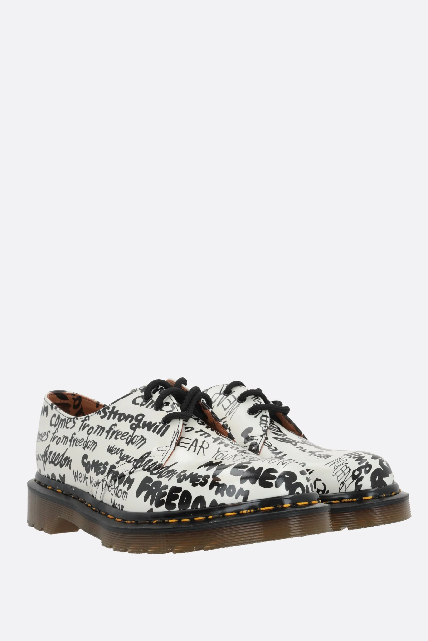 printed smooth leather derby shoes