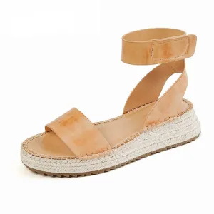 Purpdrank - Women's Genuine Leather Footwear Retro All-match Roman Summer Sandals Women Beach Casual New Flats Chunky Oxford Shoes