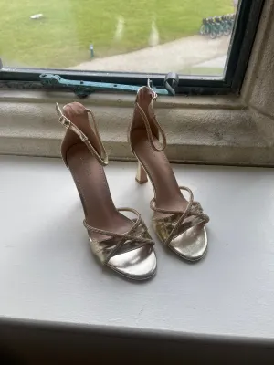 Raelle Gold Diamante Strappy Stiletto Sandals