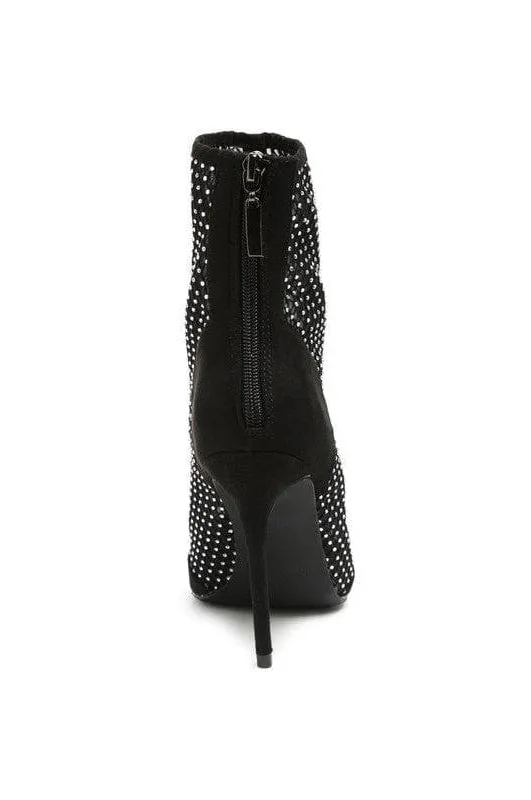 Rag Company Jazz Rhinestone Embellished Mesh Stiletto Boots