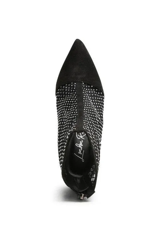 Rag Company Jazz Rhinestone Embellished Mesh Stiletto Boots