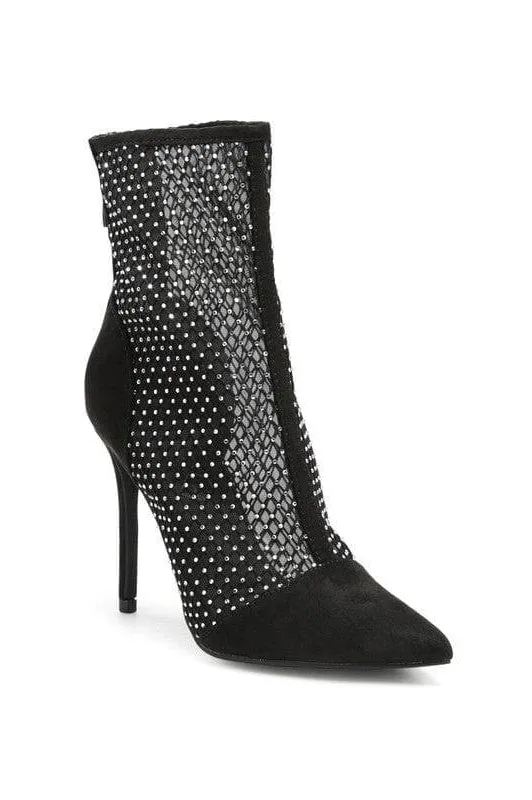 Rag Company Jazz Rhinestone Embellished Mesh Stiletto Boots