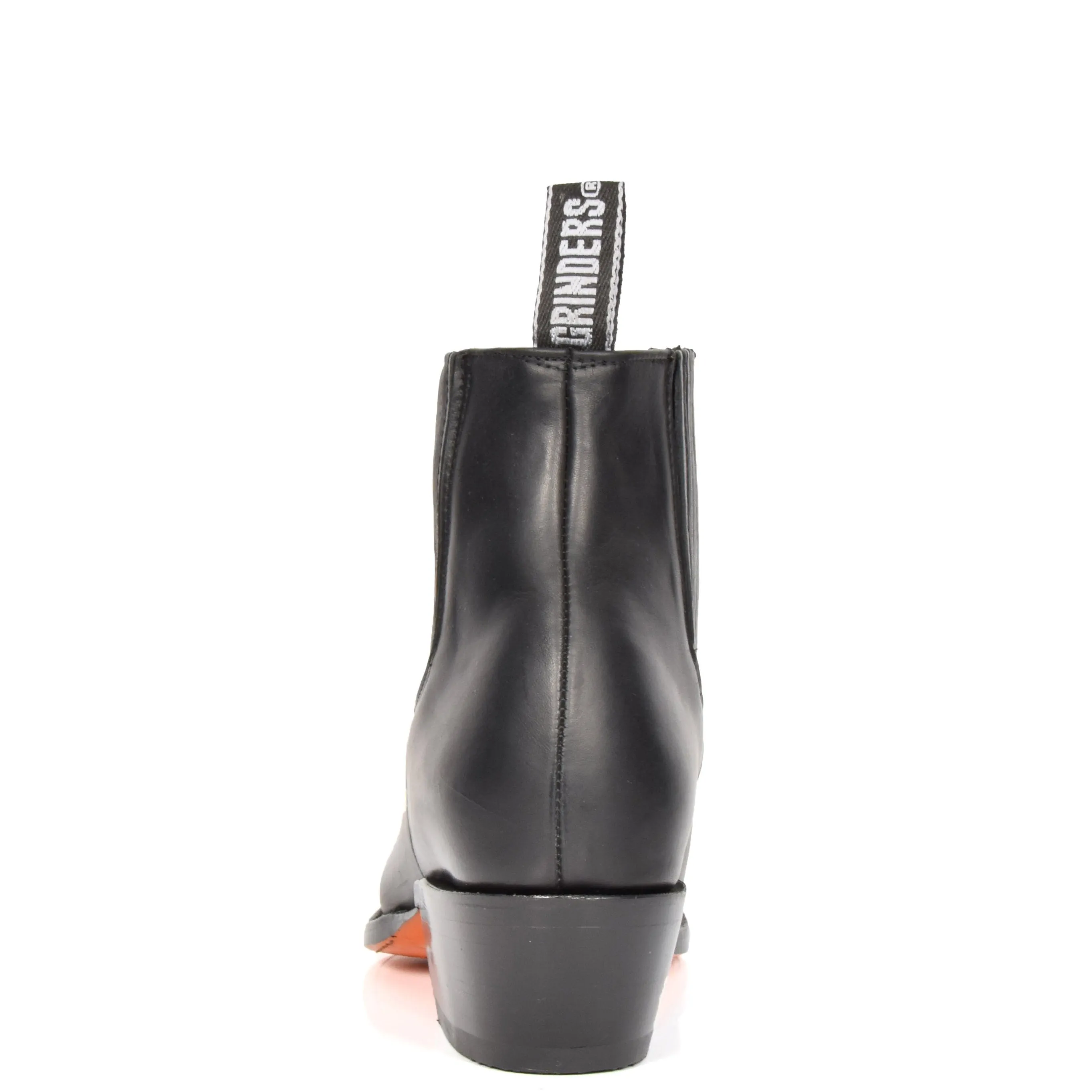 Real Leather Pointed Toe Chelsea Ankle Boots AMA79 Black