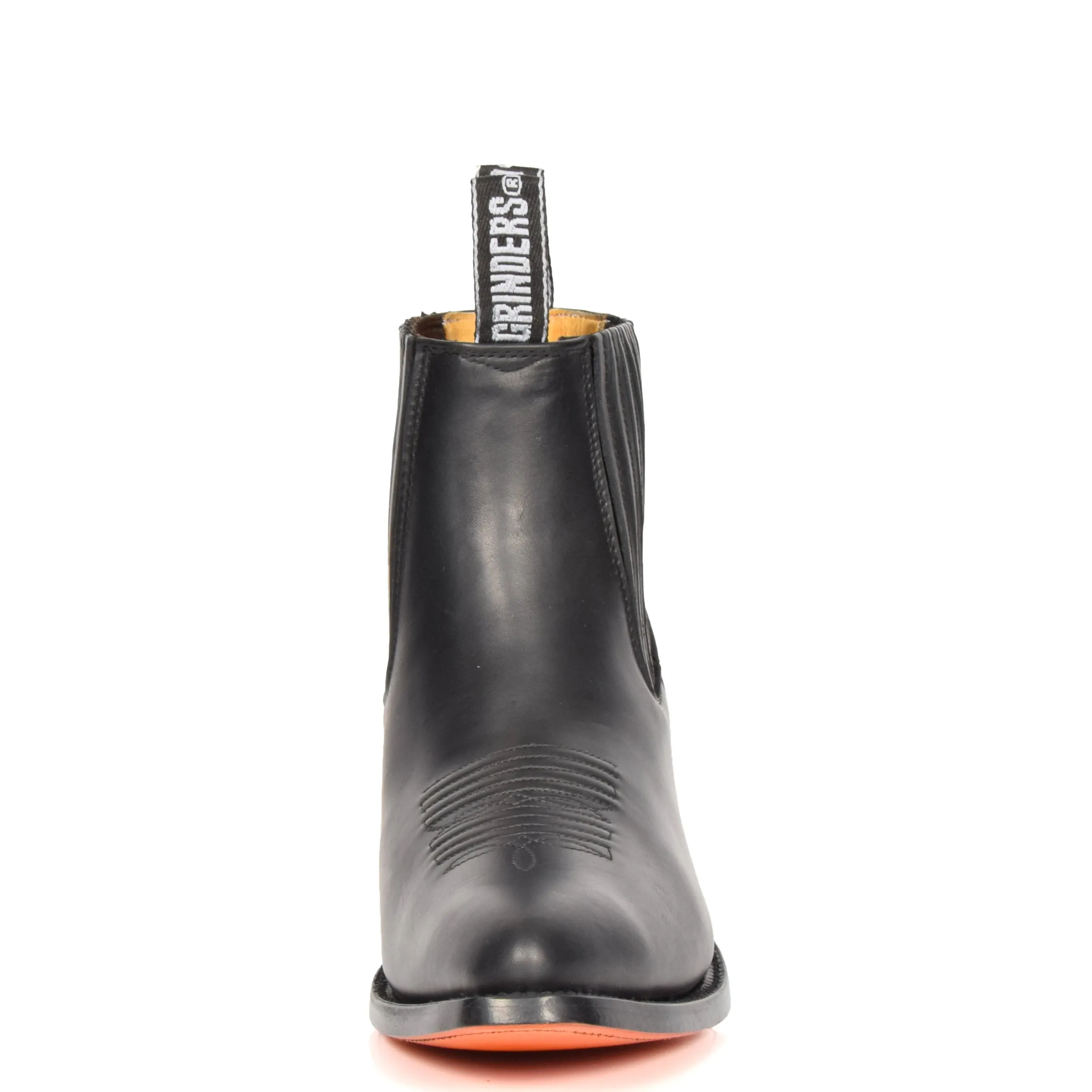 Real Leather Pointed Toe Chelsea Ankle Boots AMA79 Black