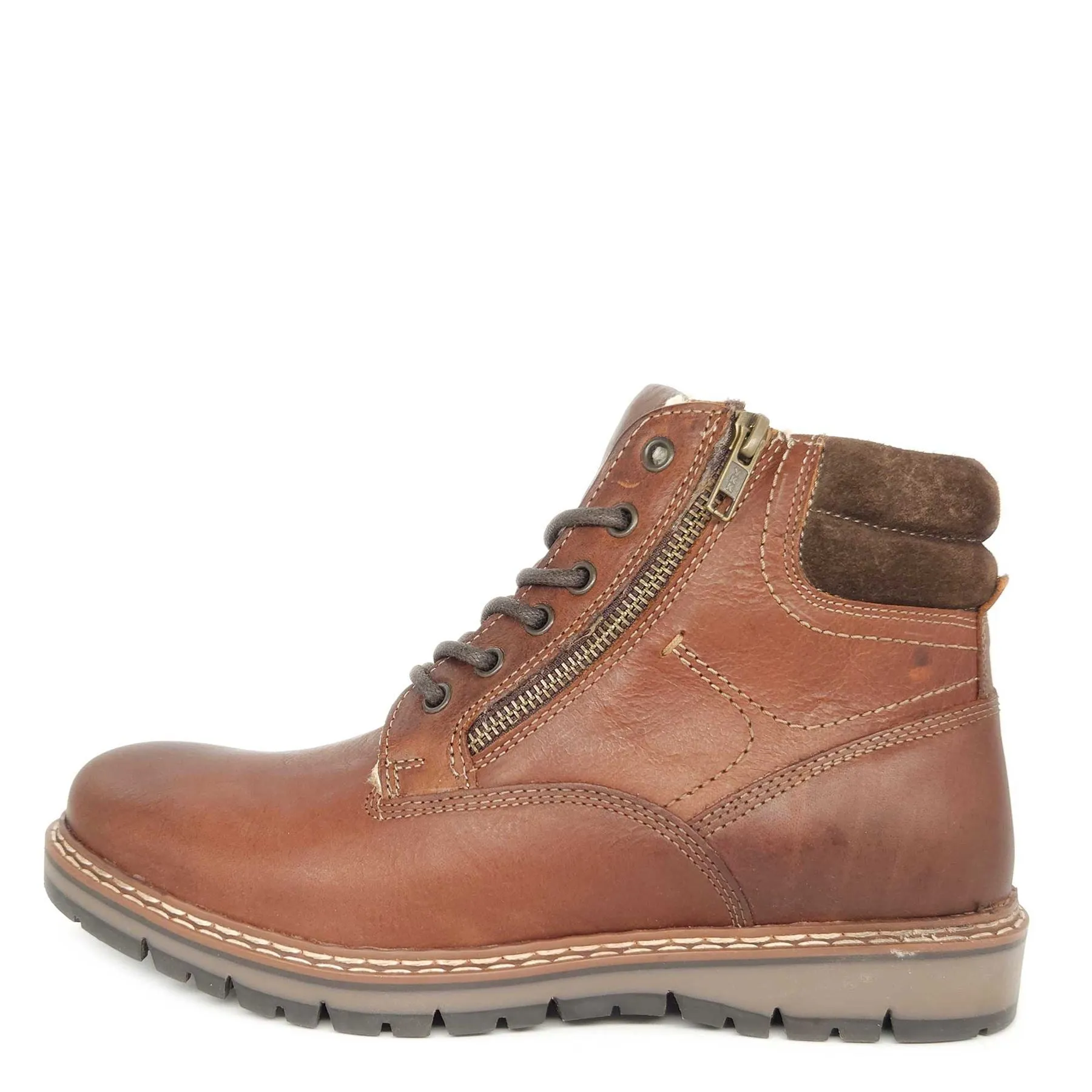 Red Tape Crick Sawston Mens Brown Fleece Zip Leather Warm Lace Up Boots