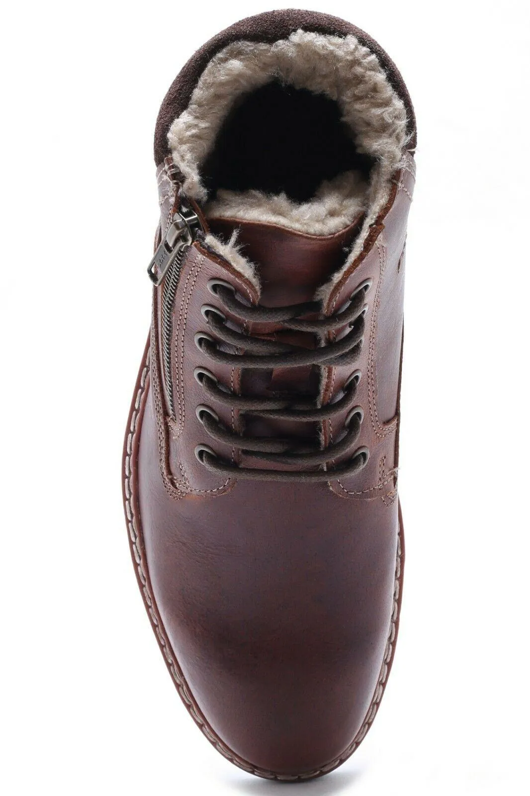 Red Tape Crick Sawston Mens Brown Fleece Zip Leather Warm Lace Up Boots