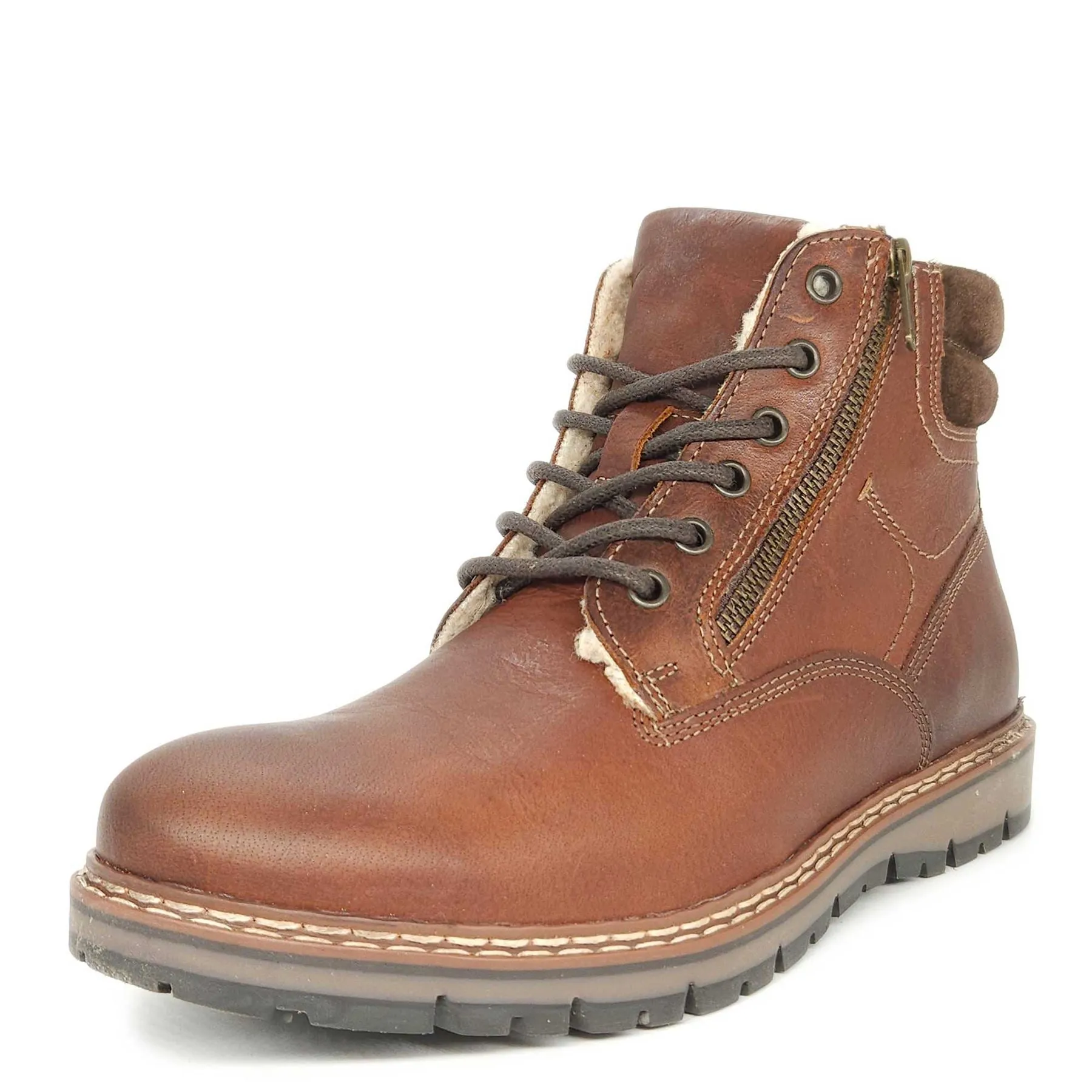 Red Tape Crick Sawston Mens Brown Fleece Zip Leather Warm Lace Up Boots
