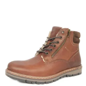 Red Tape Crick Sawston Mens Brown Fleece Zip Leather Warm Lace Up Boots