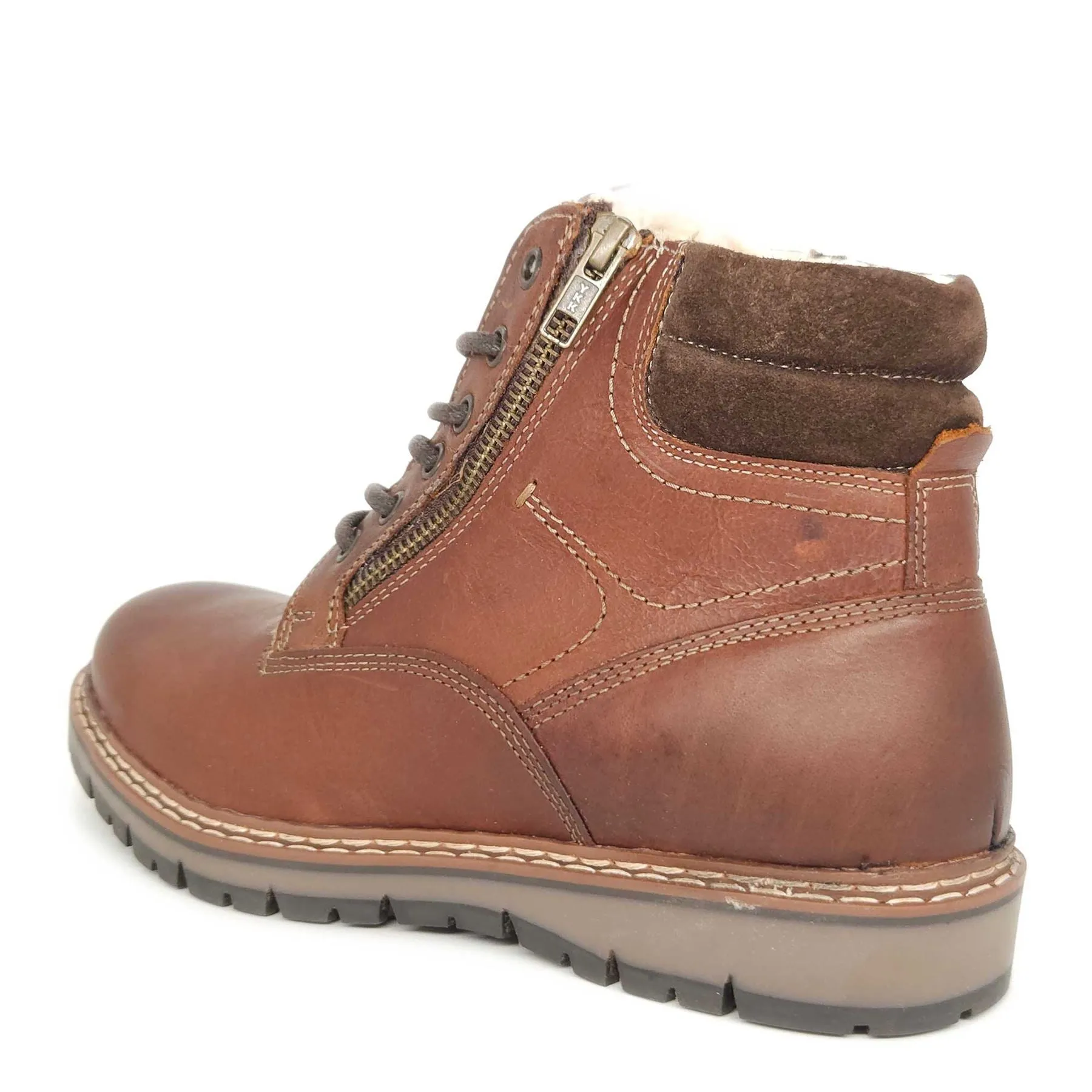 Red Tape Crick Sawston Mens Brown Fleece Zip Leather Warm Lace Up Boots