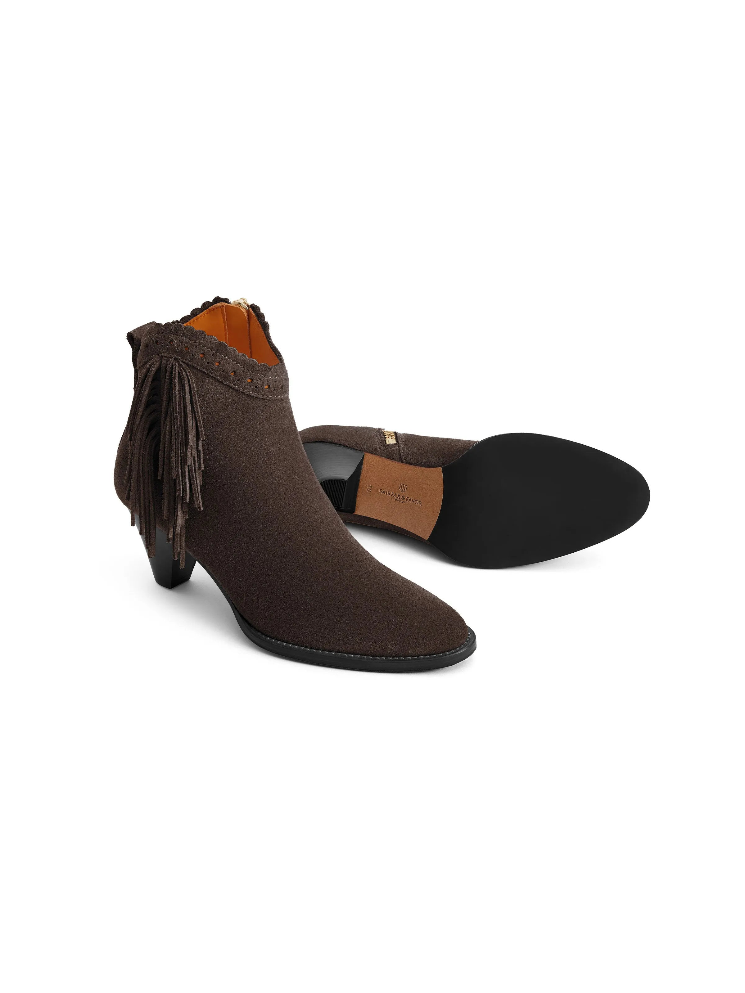 Regina Fringed Ankle Boot - Chocolate Suede