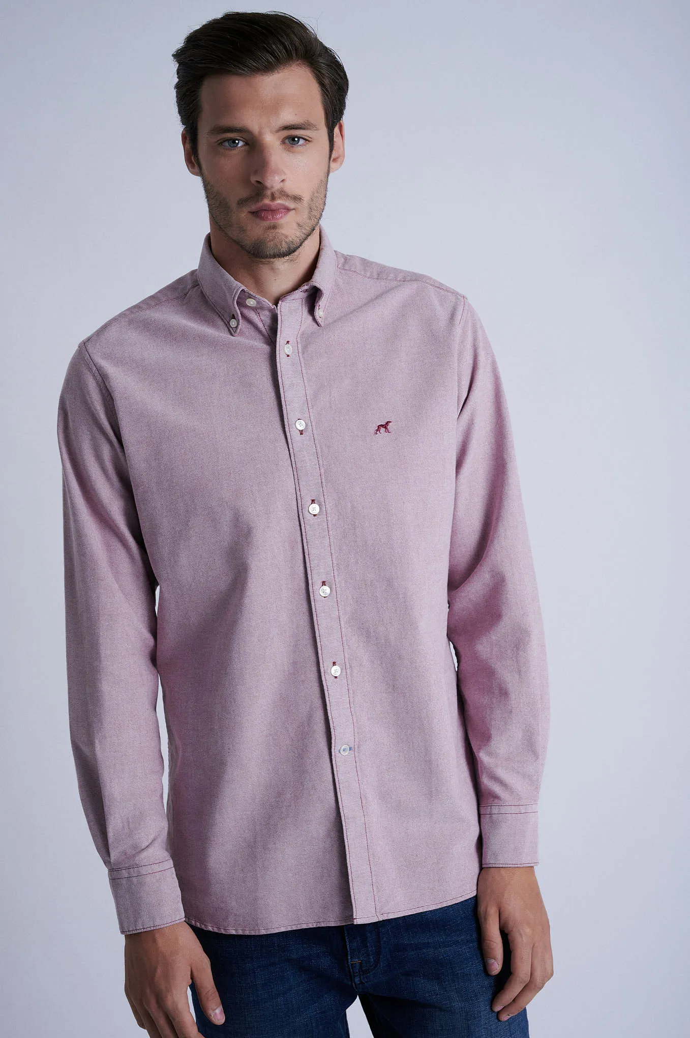 Regular fit cotton elastane comfort oxford shirt