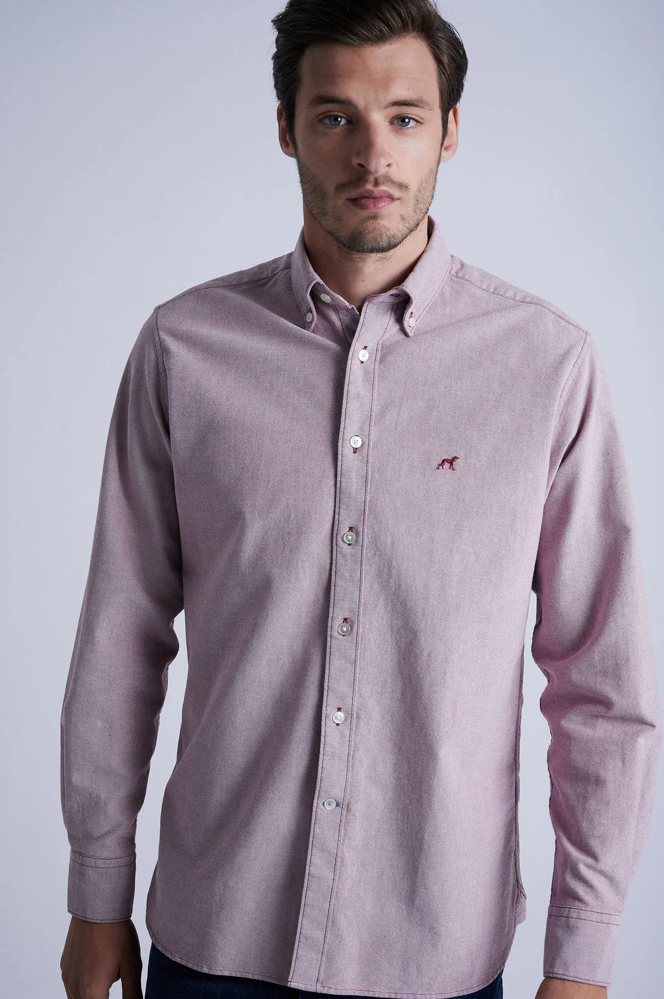 Regular fit cotton elastane comfort oxford shirt