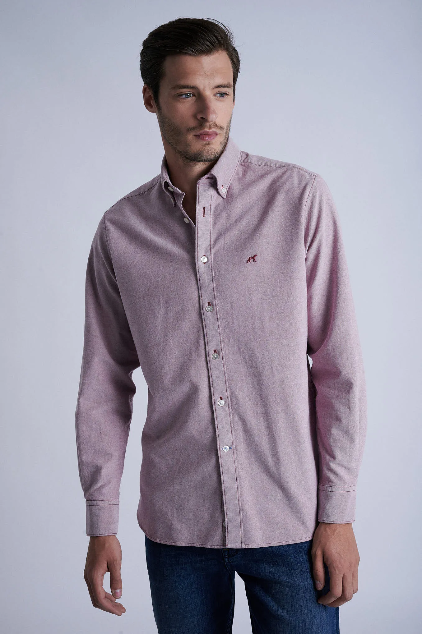 Regular fit cotton elastane comfort oxford shirt