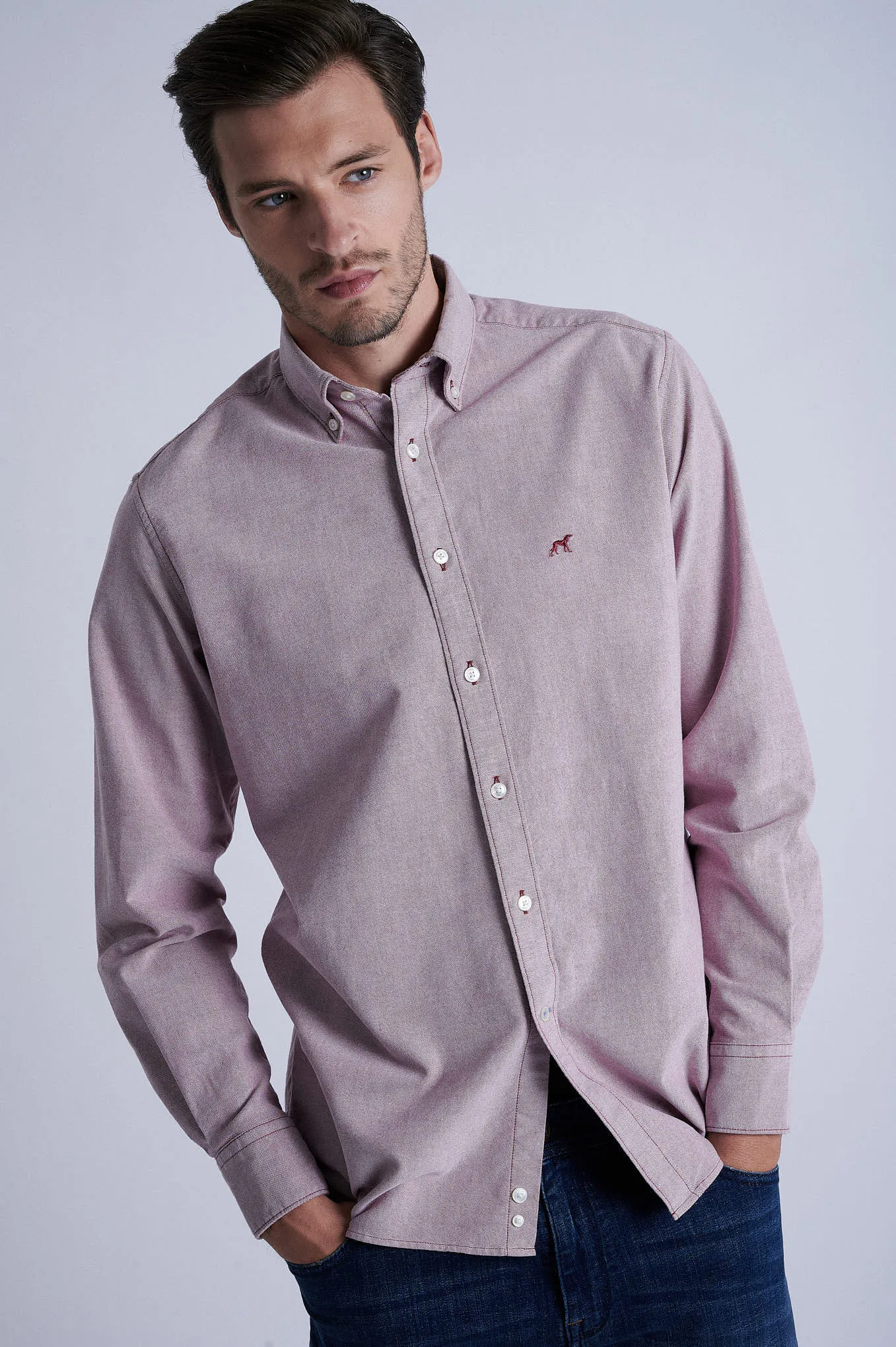 Regular fit cotton elastane comfort oxford shirt