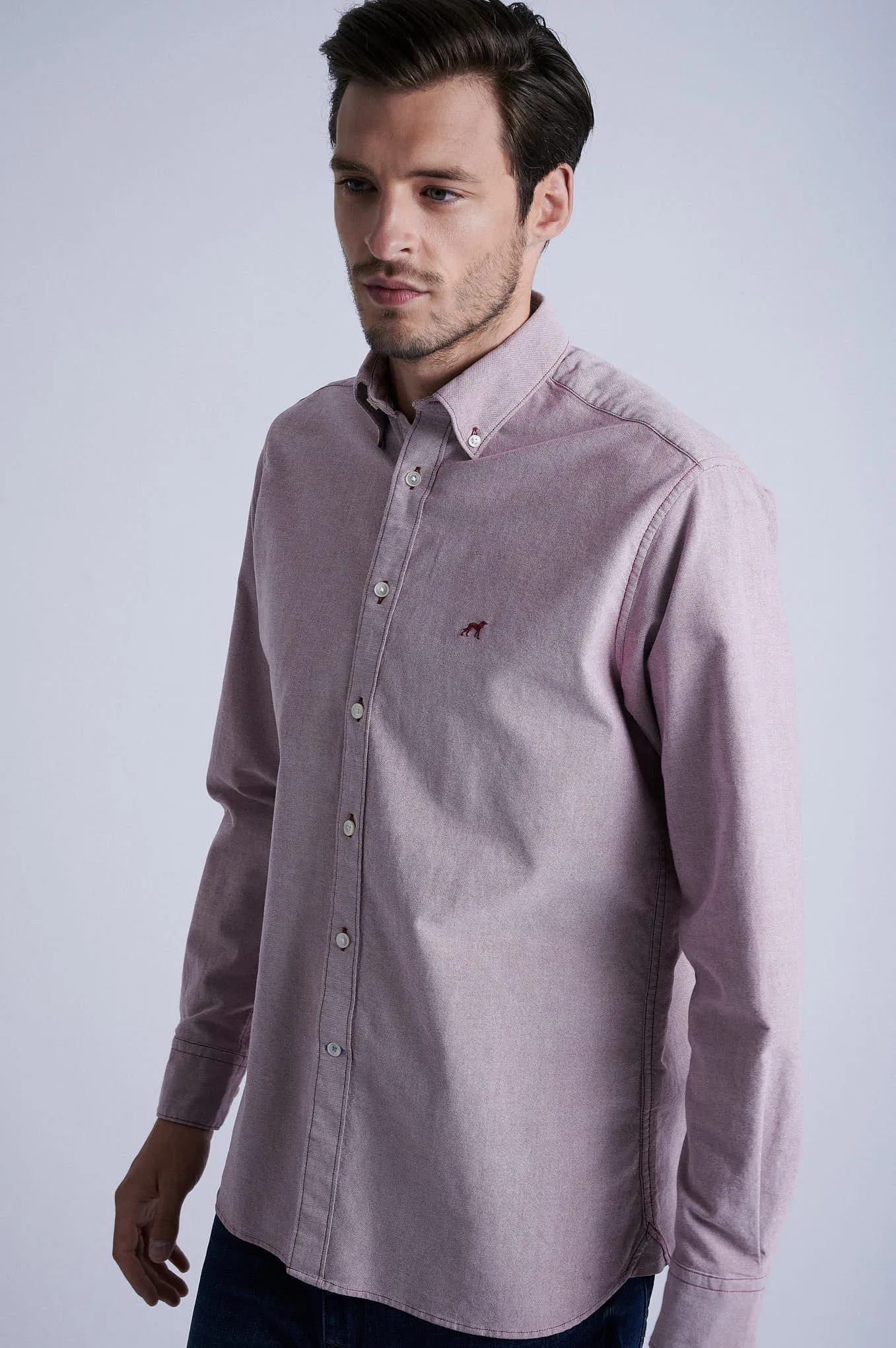 Regular fit cotton elastane comfort oxford shirt