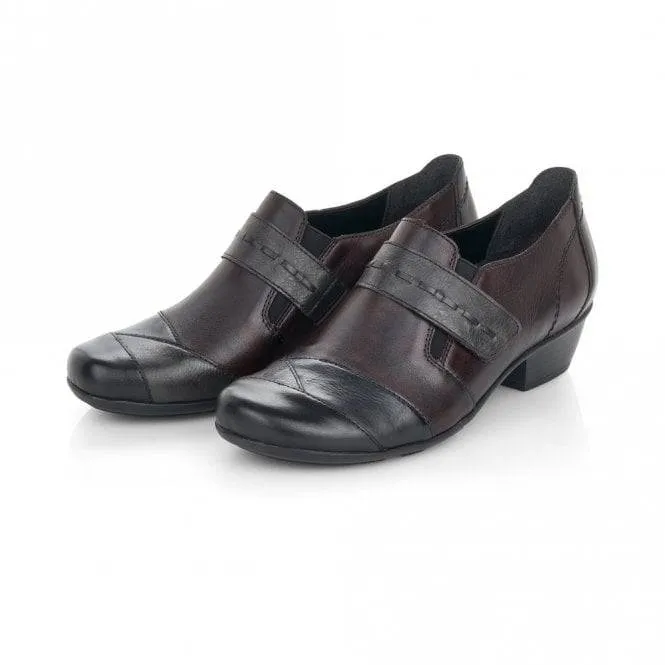 Remonte Leather Patchwork Strap Detail Heeled Shoe
