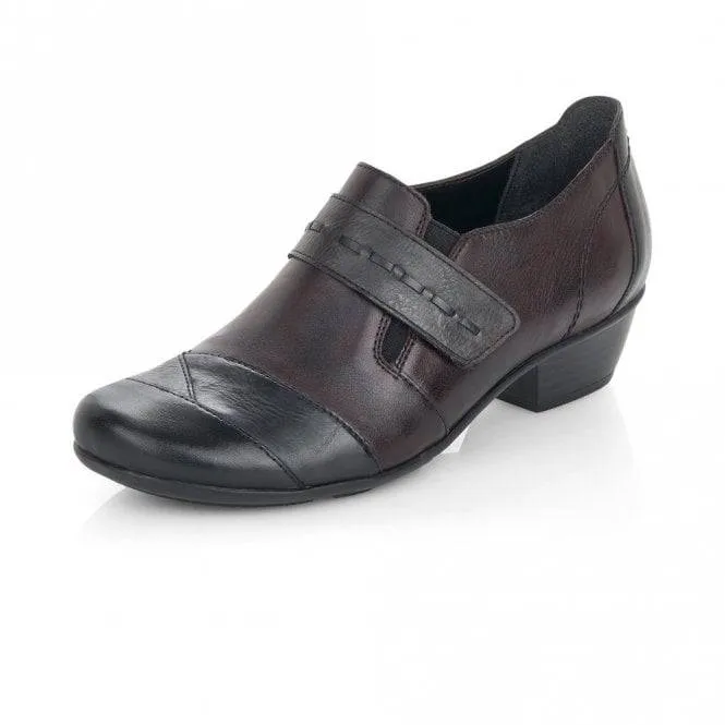 Remonte Leather Patchwork Strap Detail Heeled Shoe