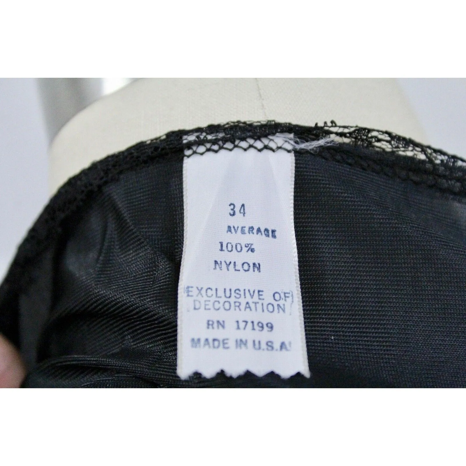 Retro Black Enka Nylon Full Dress Slip Crystal Pleated Chiffon NOS SZ 34 & 36