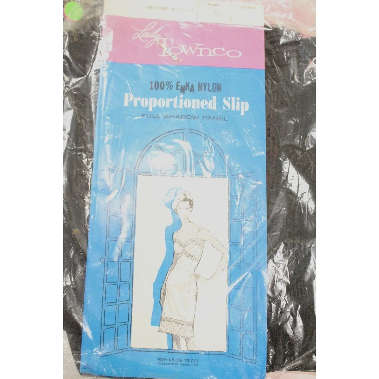 Retro Black Enka Nylon Full Dress Slip Crystal Pleated Chiffon NOS SZ 34 & 36