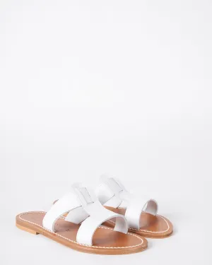 rhea wide t strap sandal - white