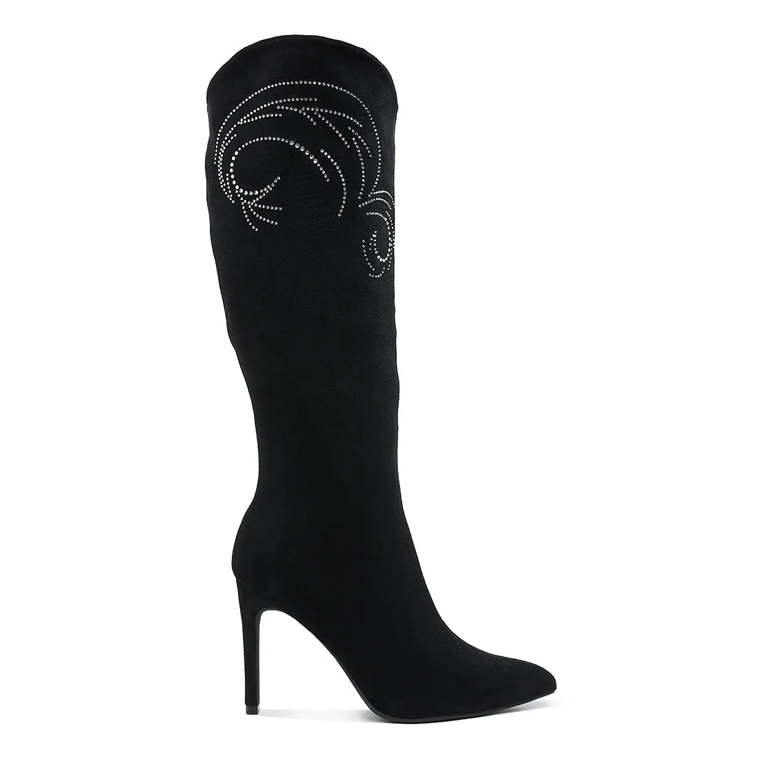 Rhinestone Patterned Calf Boots