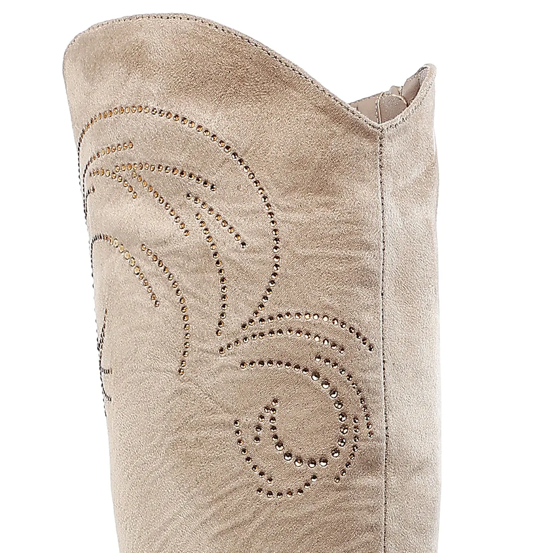 Rhinestone Patterned Calf Boots