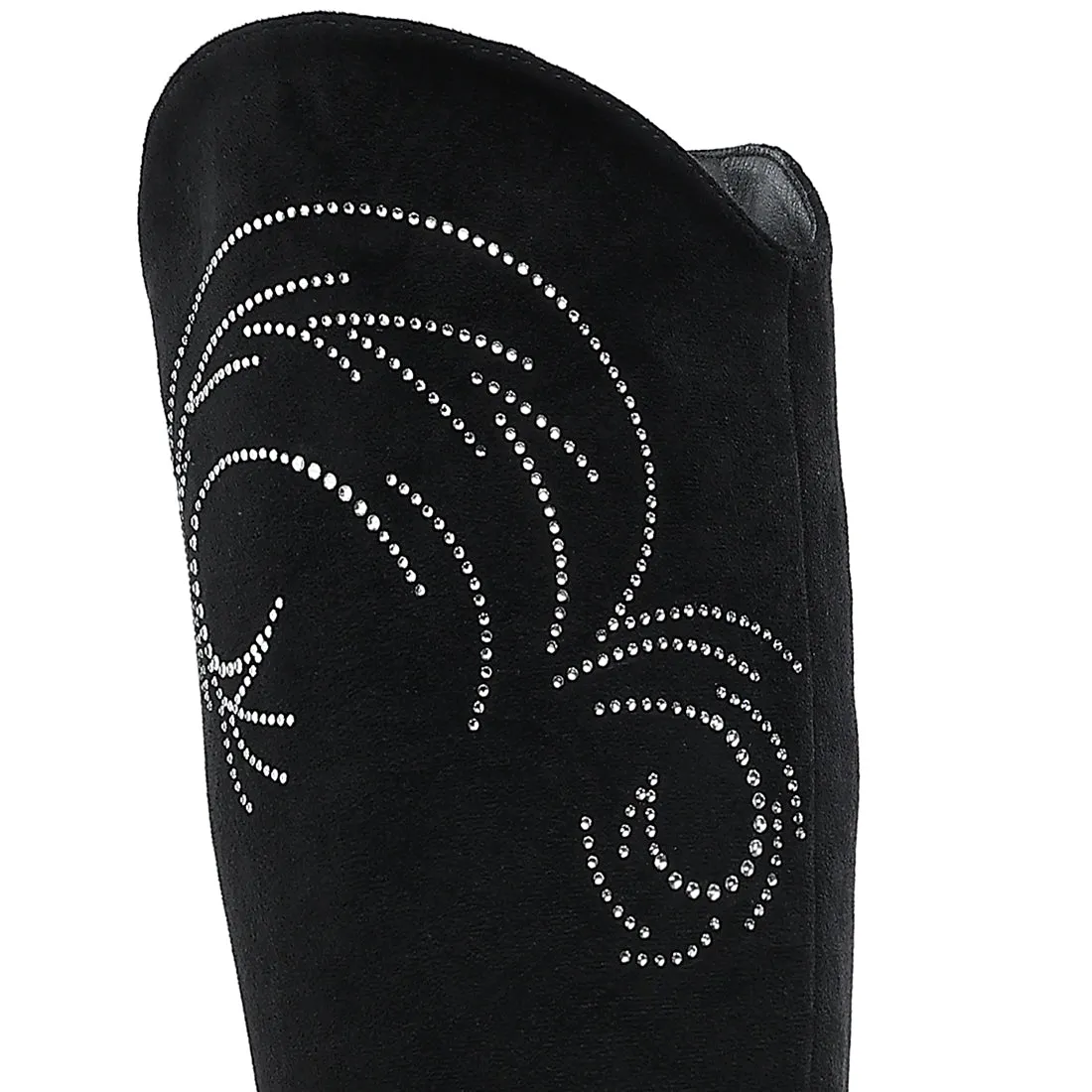 Rhinestone Patterned Calf Boots