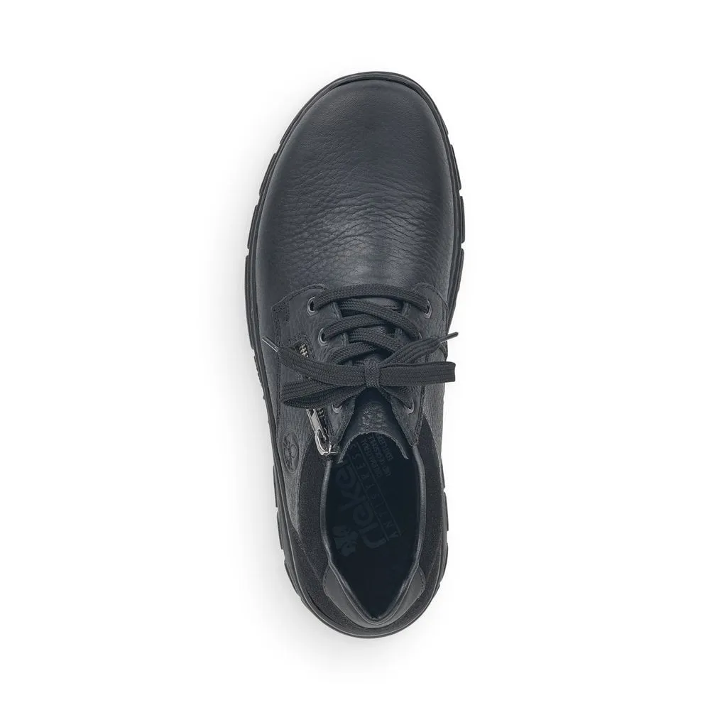 RIEKER CASUAL LACE UP SHOE BLACK WITH ZIP 19921-00