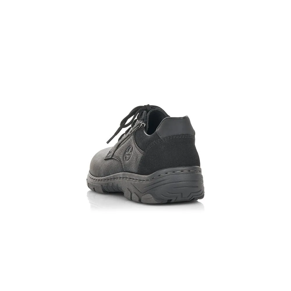 RIEKER CASUAL LACE UP SHOE BLACK WITH ZIP 19921-00