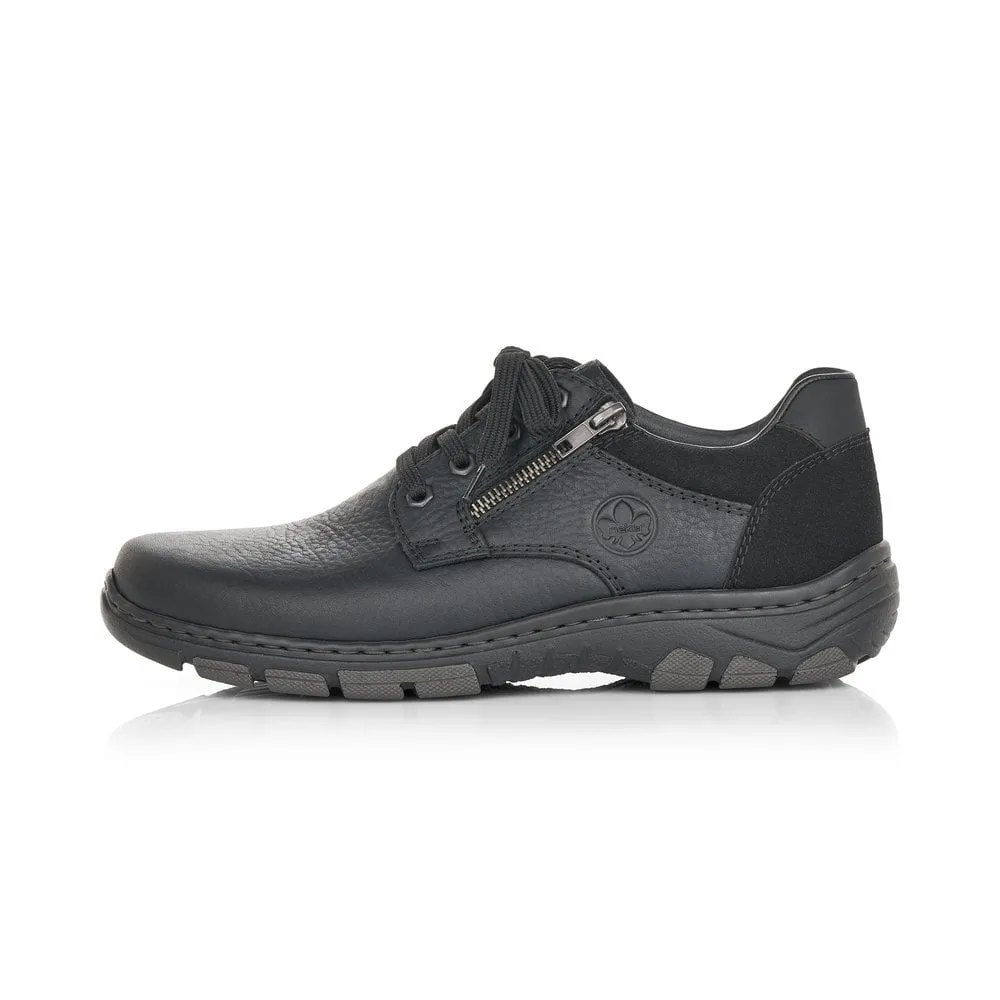 RIEKER CASUAL LACE UP SHOE BLACK WITH ZIP 19921-00