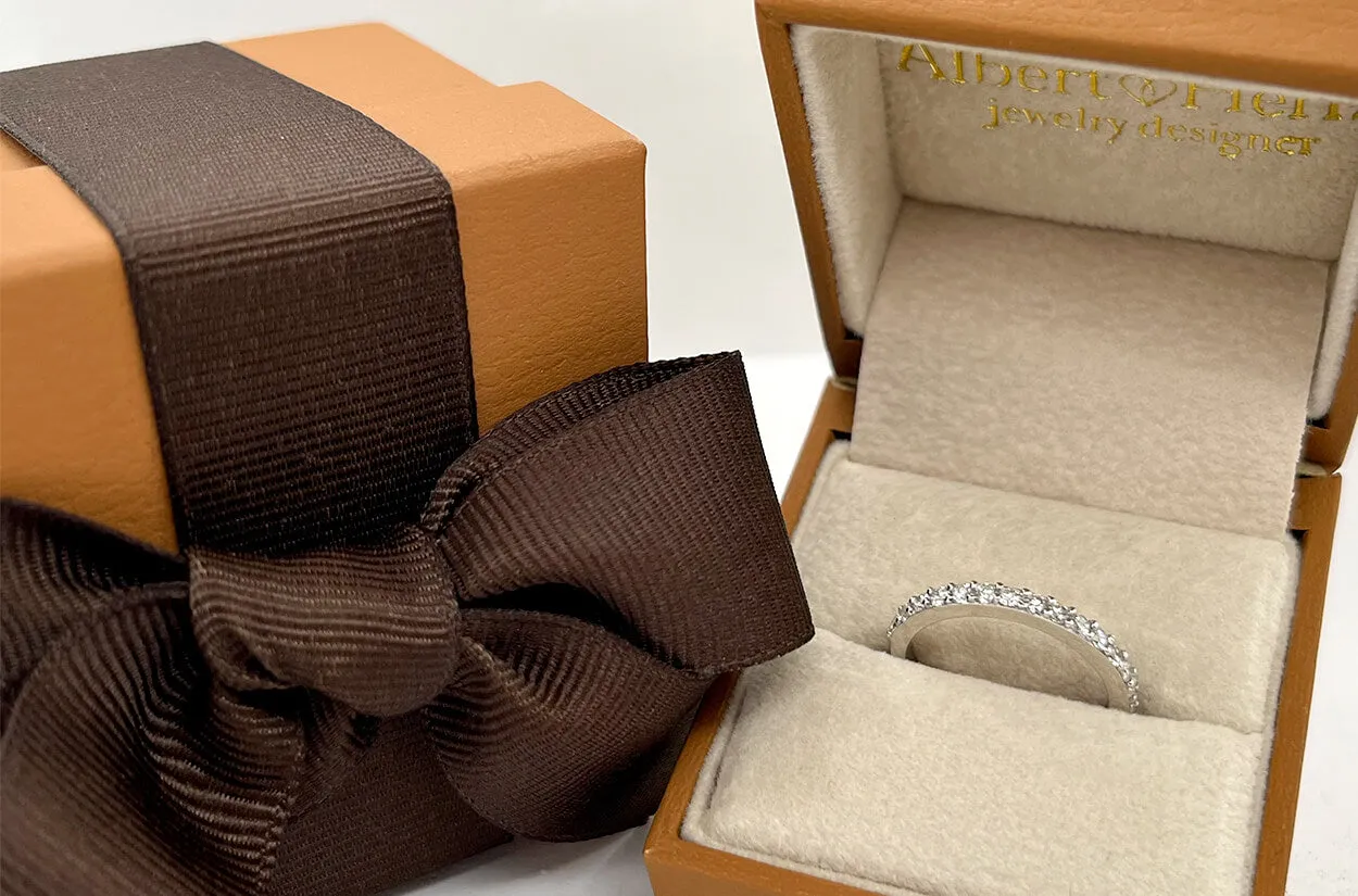 Ring 18kt White Gold Half Diamond Band 0.30 carats