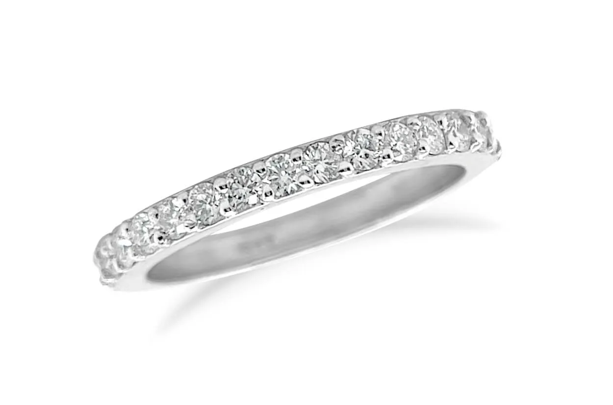 Ring 18kt White Gold Half Diamond Band 0.30 carats