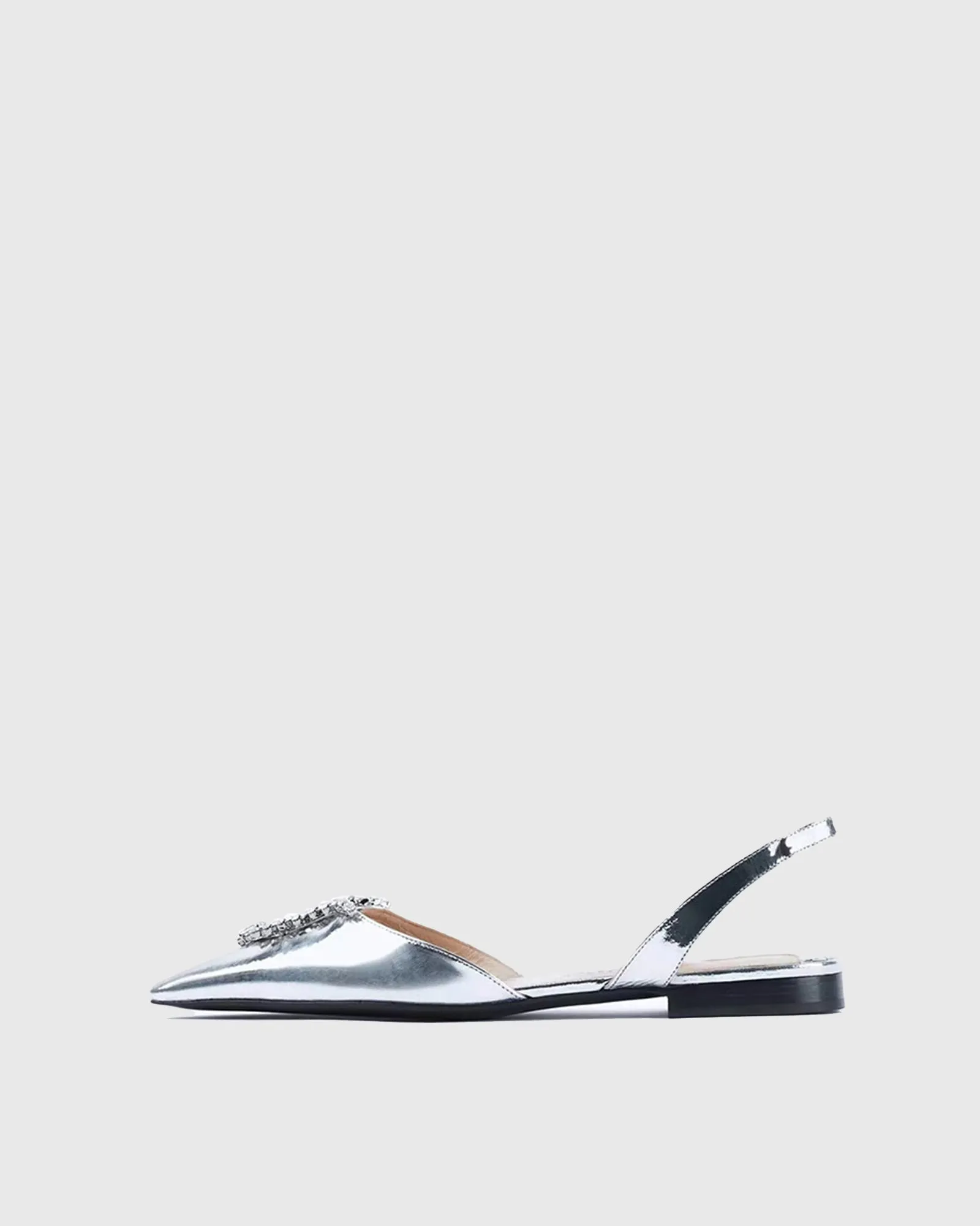 Rita U Rhinestone Slingback Flats In Silver