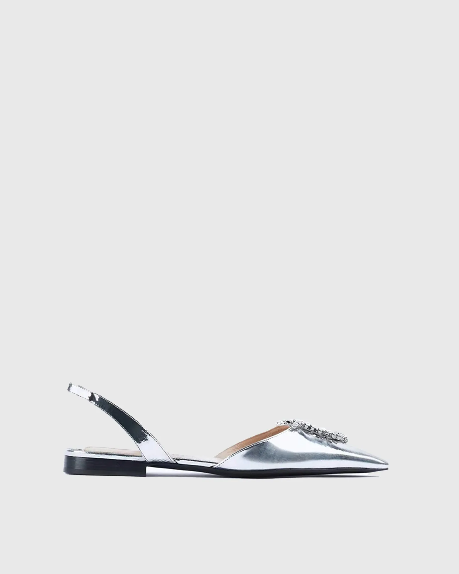 Rita U Rhinestone Slingback Flats In Silver