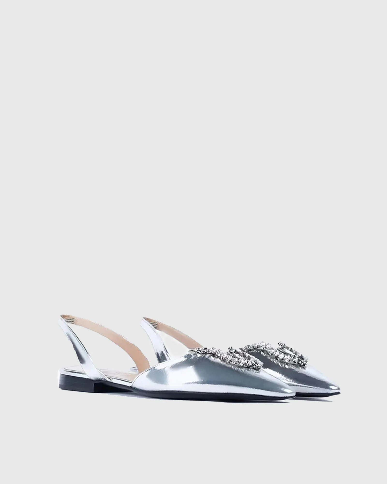 Rita U Rhinestone Slingback Flats In Silver