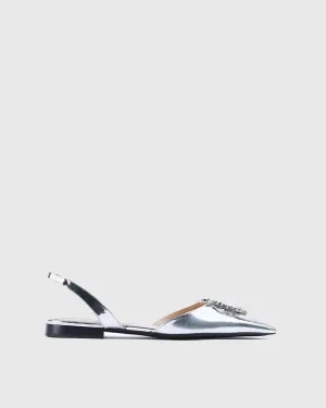 Rita U Rhinestone Slingback Flats In Silver